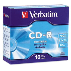 Verbatim - Office Machine Supplies & Accessories; Office Machine/Equipment Accessory Type: CD-R Discs ; For Use With: Office Use ; Storage Capacity: 700MB ; Color: Silver - Exact Tool & Supply