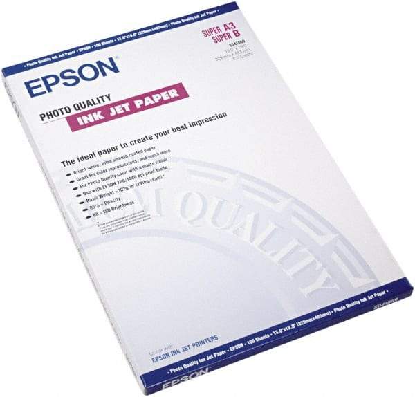 Epson - 13" x 19" Bright White Photo Paper - Use with Inkjet Printers - Exact Tool & Supply