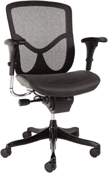 ALERA - 42-3/8" High Ergonomic Multifunction Chair - 28" Wide x 29-1/8" Deep, Breathable-A-Grade Black Mesh Seat, Black - Exact Tool & Supply