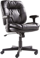 OIF - 40" High Executive Swivel/Tilt Chair - 26" Wide x 25-3/8" Deep, Soft Leather Seat, Black - Exact Tool & Supply