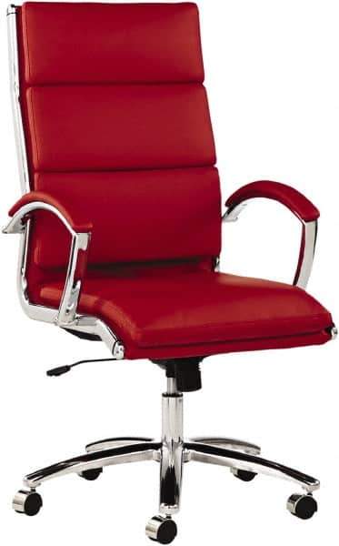 ALERA - 45-1/4" High High Back Chair - 24" Wide x 27-1/4" Deep, Leather Seat, Red - Exact Tool & Supply