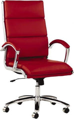 ALERA - 45-1/4" High High Back Chair - 24" Wide x 27-1/4" Deep, Leather Seat, Red - Exact Tool & Supply