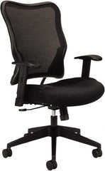 Basyx - 40-1/2" High High Back Chair - 26" Wide x 26-3/8" Deep, Leather Seat, Black - Exact Tool & Supply