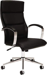 Basyx - 45-3/4" High Executive High Back Leather Chair - 25" Wide x 27-1/2" Deep, Leather Seat, Black - Exact Tool & Supply