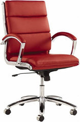 ALERA - 42-1/8" High Mid Back Chair - 24" Wide x 27-1/4" Deep, Leather Seat, Red - Exact Tool & Supply
