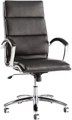 ALERA - 45-1/4" High High Back Chair - 24" Wide x 27-1/4" Deep, Leather Seat, Black - Exact Tool & Supply