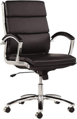 ALERA - 42-1/8" High Mid Back Chair - 24" Wide x 27-1/4" Deep, Leather Seat, Black - Exact Tool & Supply