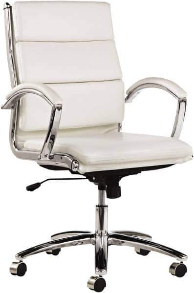 ALERA - 42-1/8" High Mid Back Chair - 24" Wide x 27-1/4" Deep, Faux Leather Seat, White - Exact Tool & Supply