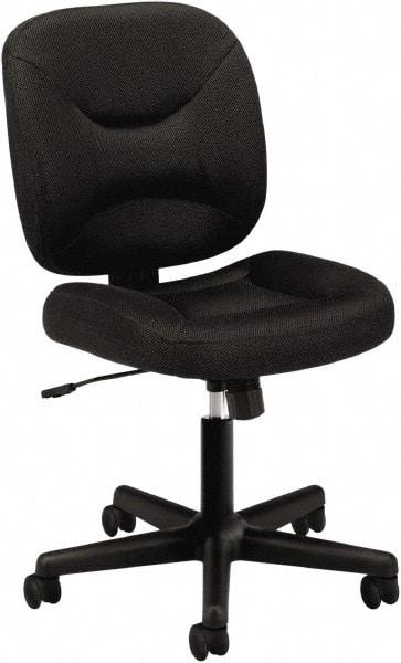 Basyx - 38-1/4" High Task Chair - 24-1/2" Wide x 33-1/2" Deep, Padded Mesh Seat, Black - Exact Tool & Supply