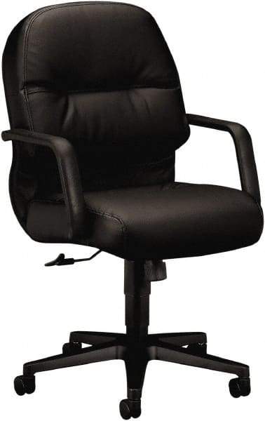 Hon - 41-3/4" High Managerial Mid Back Swivel/Tilt Chair - 26" Wide x 29-3/4" Deep, Leather, Memory Foam Seat, Black - Exact Tool & Supply