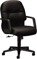 Hon - 41-3/4" High Managerial Mid Back Swivel/Tilt Chair - 26" Wide x 29-3/4" Deep, Leather, Memory Foam Seat, Black - Exact Tool & Supply