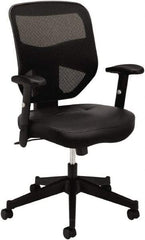 Basyx - 42-1/2" High High Back Chair - 29" Wide x 36" Deep, Leather Seat, Black - Exact Tool & Supply