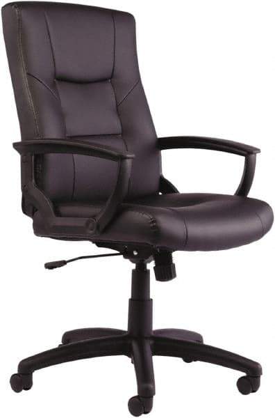 ALERA - 43-3/4" High Executive High Back Swivel Tilt Chair - 25" Wide x 27" Deep, Leather Seat, Black - Exact Tool & Supply
