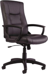 ALERA - 43-3/4" High Executive High Back Swivel Tilt Chair - 25" Wide x 27" Deep, Leather Seat, Black - Exact Tool & Supply