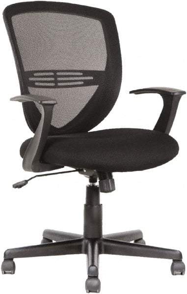 OIF - 39" High Mid Back Chair - 26-1/8" Wide x 26-3/8" Deep, Fabric Mesh Seat, Black - Exact Tool & Supply