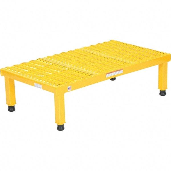 Vestil - 9" High x 19" Wide x 36" Deep, Yellow Step Stand - Steel, 500 Lb Capacity - Exact Tool & Supply