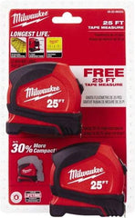 Milwaukee Tool - 25' x 1" Tape Measure - 1/16" Graduation - Exact Tool & Supply