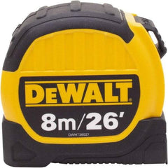 DeWALT - 26' x 1-1/8" Tape Measure - 1/16" & 1 cm Graduation, Inch & Metric Graduation Style - Exact Tool & Supply