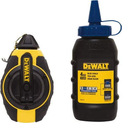 DeWALT - 100' Long Reel & Chalk Set - Yellow & Black, Includes 4 oz Blue Chalk - Exact Tool & Supply