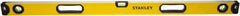 Stanley - 48" Long 3 Vial Box Beam Level - Aluminum, Yellow, 1 Level & 2 Plumb Vials - Exact Tool & Supply