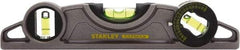 Stanley - Magnetic 9" Long 3 Vial Torpedo Level - ABS Plastic, Silver, 1 45°, 1 Level & 1 Plumb Vials - Exact Tool & Supply
