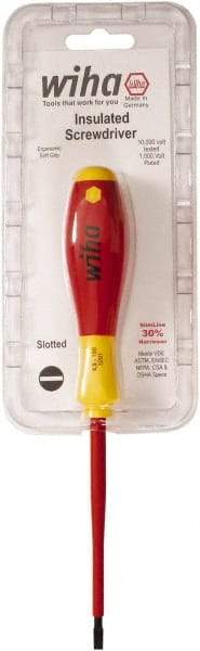 Wiha - 4.5mm Blade Width, Standard Slotted Screwdriver - 100mm Blade Length, Solid/Hex Shank - Exact Tool & Supply