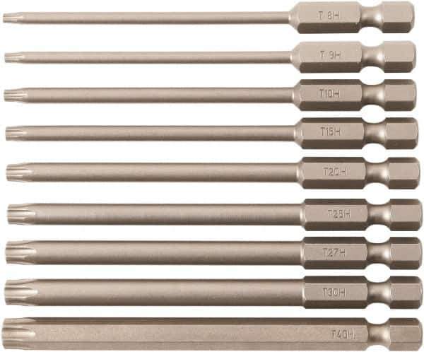 Wiha - 9 Piece, Bit Set - 1/4" Hex Drive, Torx Point - Exact Tool & Supply
