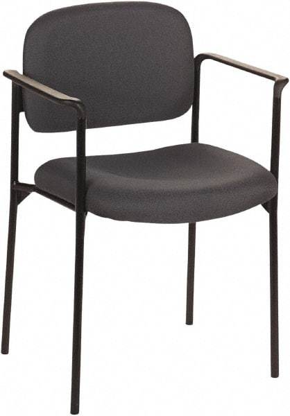 Basyx - Fabric Charcoal Stacking Chair - Black Frame, 23-1/4" Wide x 21" Deep x 32-3/4" High - Exact Tool & Supply