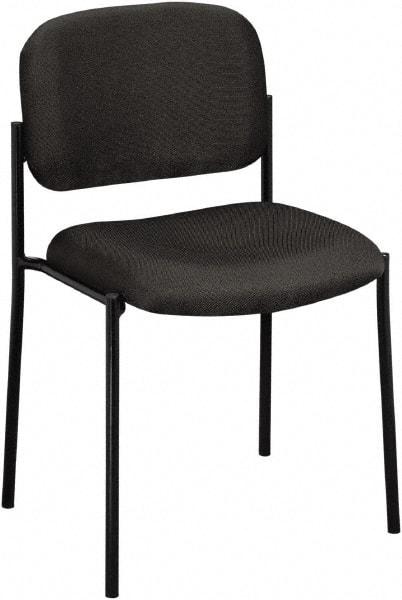 Basyx - Fabric Charcoal Stacking Chair - Black Frame, 21-1/4" Wide x 21" Deep x 32-3/4" High - Exact Tool & Supply