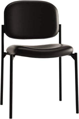 Basyx - Leather Black Stacking Chair - Black Frame, 21-1/4" Wide x 21" Deep x 32-3/4" High - Exact Tool & Supply