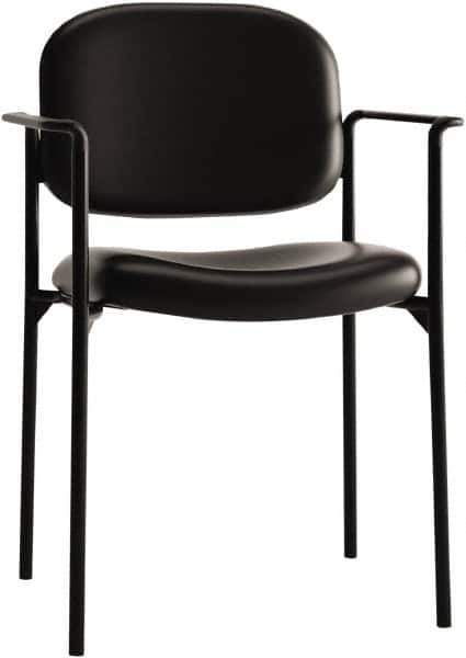 Basyx - Leather Black Stacking Chair - Black Frame, 23-1/4" Wide x 21" Deep x 32-3/4" High - Exact Tool & Supply
