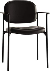 Basyx - Leather Black Stacking Chair - Black Frame, 23-1/4" Wide x 21" Deep x 32-3/4" High - Exact Tool & Supply
