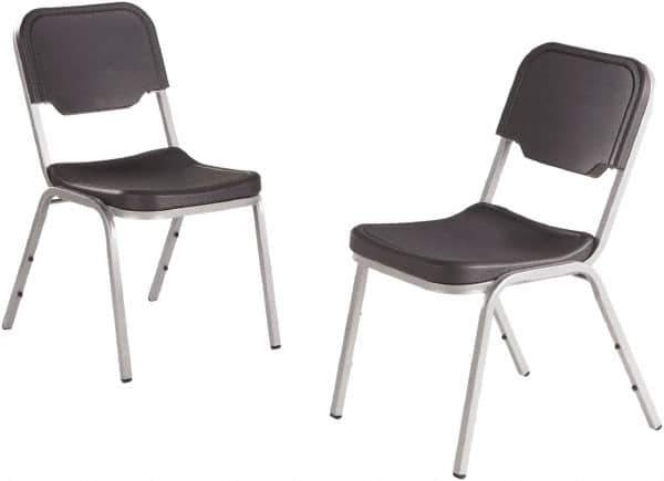ICEBERG - Blow-Molded High-Density Polyethylene Charcoal Stacking Chair - Silver Frame, 17-1/2" Wide x 22-3/4" Deep x 32-1/4" High - Exact Tool & Supply