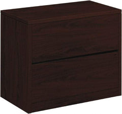 Hon - 36" Wide x 29-1/2" High x 20" Deep, 2 Drawer Lateral File - Woodgrain Laminate, Mahogany - Exact Tool & Supply