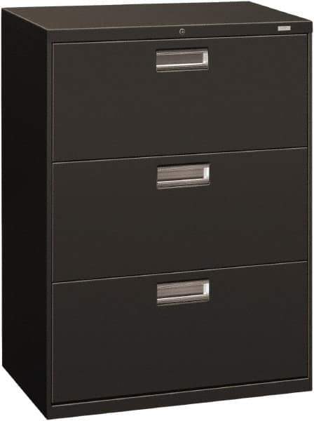 Hon - 30" Wide x 40.88" High x 19-1/4" Deep, 3 Drawer Roll-Out - Steel, Charcoal - Exact Tool & Supply