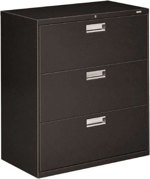 Hon - 36" Wide x 40.88" High x 19-1/4" Deep, 3 Drawer Lateral File - Steel, Charcoal - Exact Tool & Supply