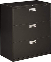 Hon - 36" Wide x 40.88" High x 19-1/4" Deep, 3 Drawer Lateral File - Steel, Charcoal - Exact Tool & Supply