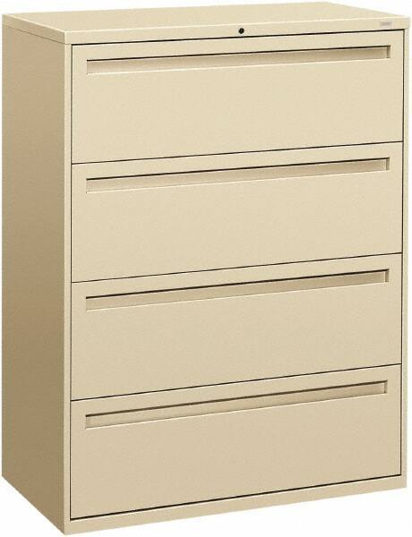 Hon - 42" Wide x 53-1/4" High x 19-1/4" Deep, 4 Drawer Lateral File - Steel, Putty - Exact Tool & Supply