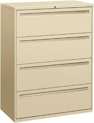 Hon - 42" Wide x 53-1/4" High x 19-1/4" Deep, 4 Drawer Lateral File - Steel, Putty - Exact Tool & Supply