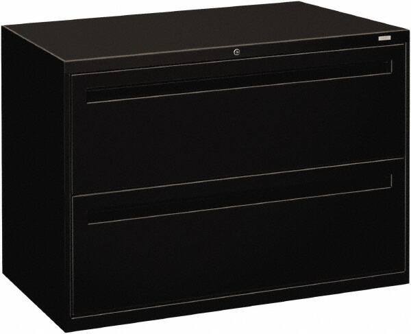 Hon - 42" Wide x 28.38" High x 19-1/4" Deep, 2 Drawer Lateral File - Steel, Black - Exact Tool & Supply