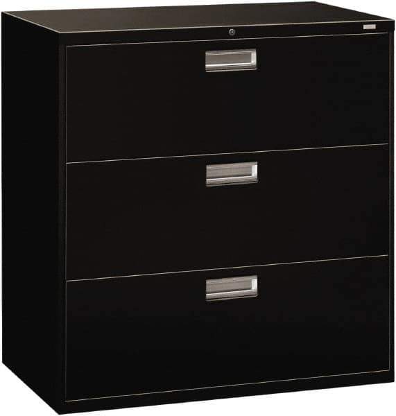 Hon - 42" Wide x 40.88" High x 19-1/4" Deep, 3 Drawer Lateral File - Steel, Black - Exact Tool & Supply