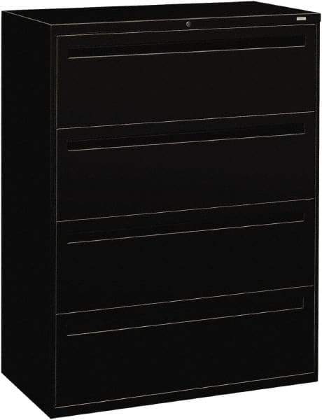Hon - 42" Wide x 53-1/4" High x 19-1/4" Deep, 4 Drawer Lateral File - Steel, Black - Exact Tool & Supply
