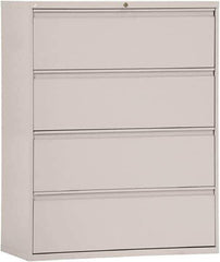 ALERA - 42" Wide x 53-1/4" High x 19-1/4" Deep, 4 Drawer Lateral File - Steel, Light Gray - Exact Tool & Supply