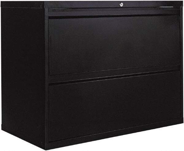 ALERA - 36" Wide x 28.38" High x 19-1/4" Deep, 2 Drawer Lateral File - Steel, Black - Exact Tool & Supply