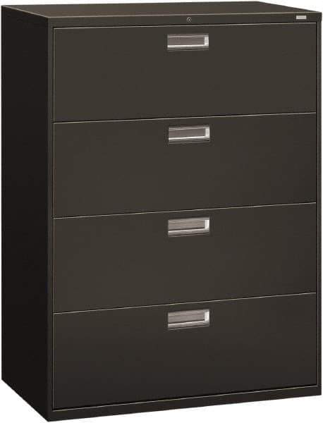 Hon - 42" Wide x 53-1/4" High x 19-1/4" Deep, 4 Drawer Lateral File - Steel, Charcoal - Exact Tool & Supply