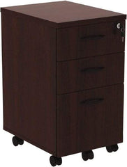 ALERA - 15.88" Wide x 28.38" High x 20-1/2" Deep, 3 Drawer Pedestal - Woodgrain Laminate, Mahogany - Exact Tool & Supply