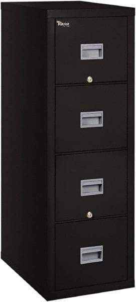 FireKing - 17-3/4" Wide x 52-3/4" High x 25" Deep, 4 Drawer Pedestal - Steel, Black - Exact Tool & Supply