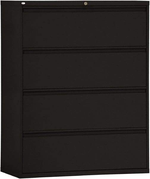 ALERA - 42" Wide x 53-1/4" High x 19-1/4" Deep, 4 Drawer Lateral File - Steel, Black - Exact Tool & Supply