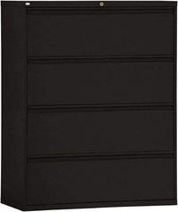 ALERA - 42" Wide x 53-1/4" High x 19-1/4" Deep, 4 Drawer Lateral File - Steel, Black - Exact Tool & Supply