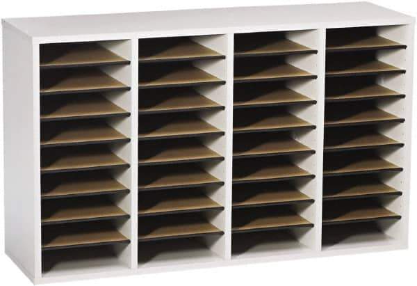 Safco - 39-1/4" Wide x 24" High x 11-3/4" Deep Laminated Compressed Wood Document Organizer - 36 Compartments, Gray, 9" Wide x 2-1/4" High x 11-1/2" Deep Compartment - Exact Tool & Supply